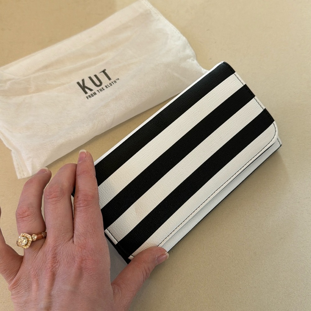Kut from the Kloth wallet, black and white striped NEW